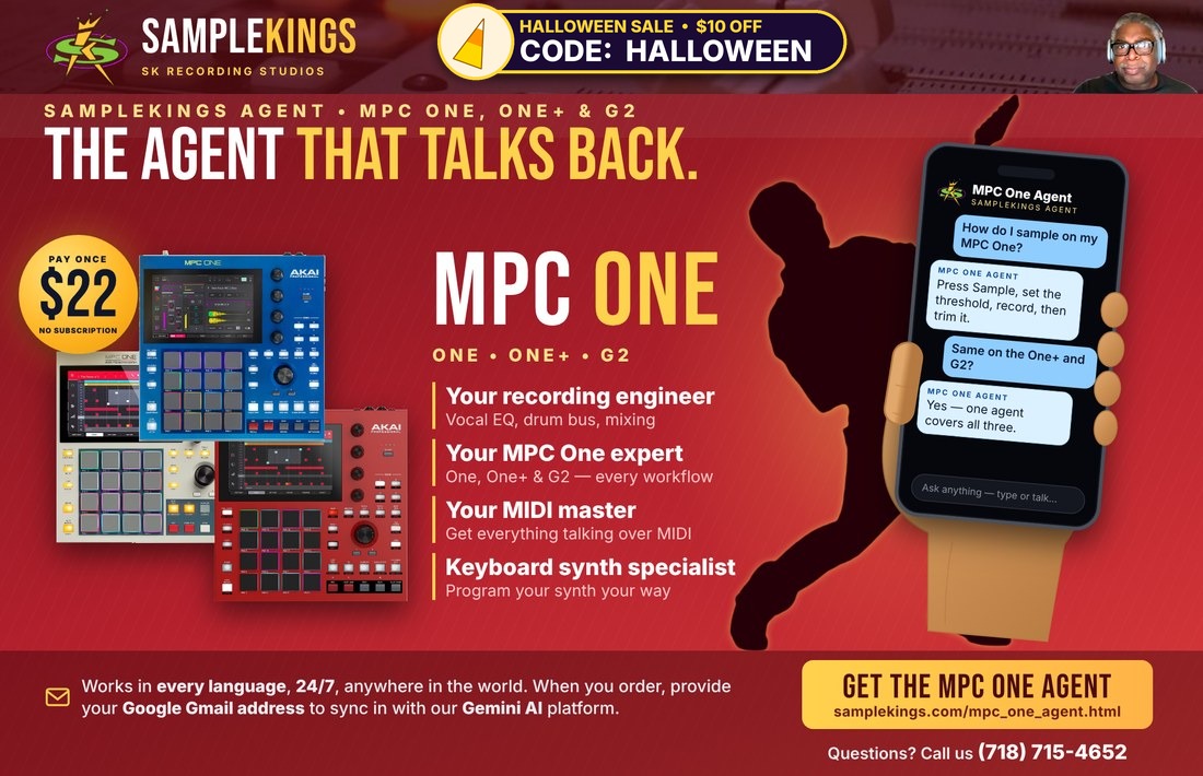 SampleKings.com Presents: The MPC One, One+ and G2 AI Agent - Your Recording Engineer, MIDI Master and Synth Expert - $22 Pay Once, No Subscription, All Languages, 24/7, Phone or Computer