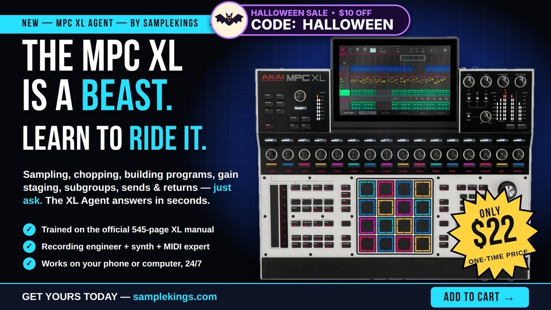 SampleKings.com Presents: The MPC XL AI Agent - The MPC XL Is A Beast, Learn To Ride It - Ask About Sampling, Chops, Programs, Mixing, Gain Staging, Subgroups, Sends and Returns - Trained On The Official 545-Page Manual - Only 22 Dollars, One-Time Price